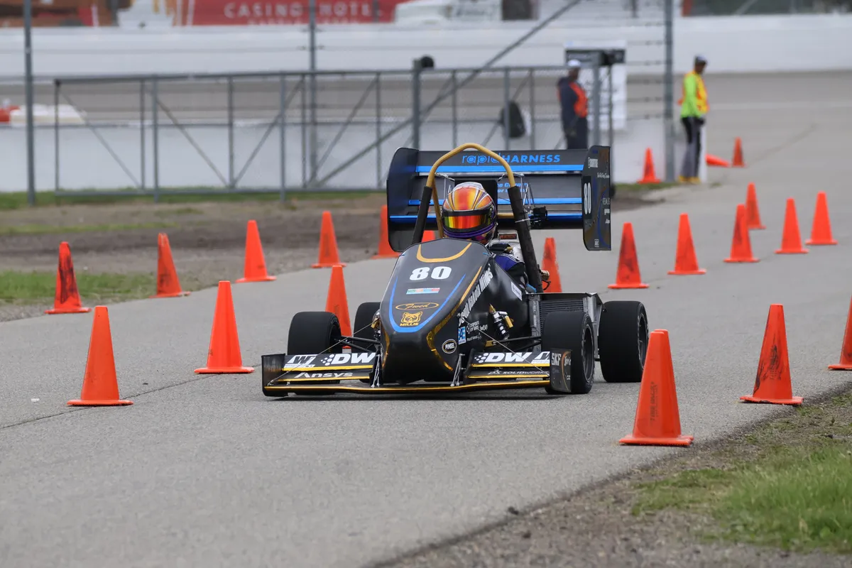 Formula Hardrocker Racing car 80 driving between cones during the 2025 endurance event.